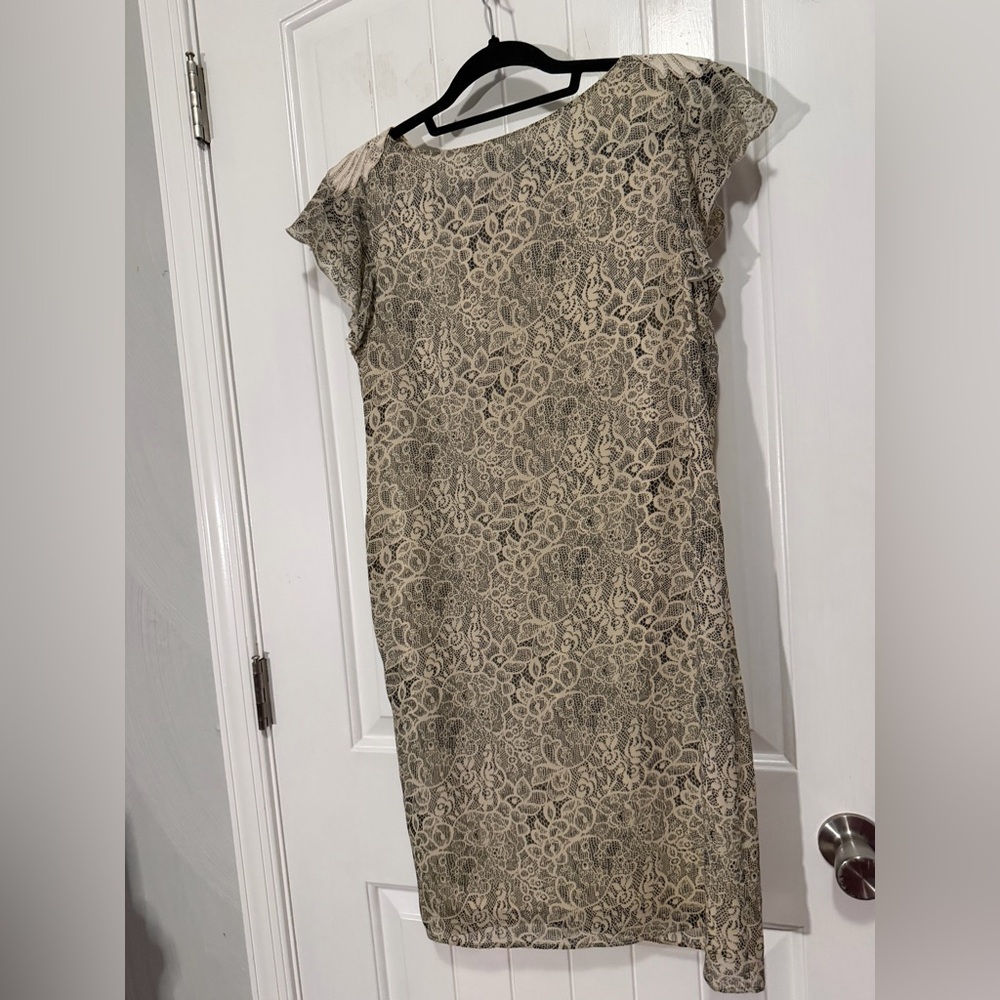 Badgley Mischka Lace Mini Dress, Cream and Black, size 8 - Picture 8 of 8